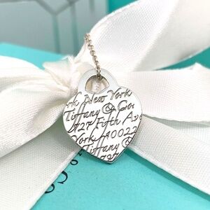 Tiffany & Co Heart Notes Necklace 16” Sterling Retired Box Fifth ave